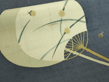 平和屋着物＊極上 夏物 九寸名古屋帯 紬地 蛍 団扇 金彩 逸品 DZAA9549kh5