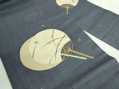 平和屋着物＊極上 夏物 九寸名古屋帯 紬地 蛍 団扇 金彩 逸品 DZAA9549kh5