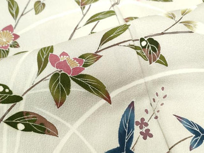 平和屋着物●訪問着　友禅　枝花文　正絹　逸品　CAAW7758yc