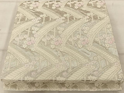 平和屋着物◎六通柄袋帯 箔眉 渡橋楓文 正絹 逸品 AABA3692tn