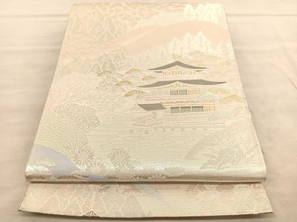 平和屋着物◎六通柄袋帯　金閣寺　金銀糸　正絹　逸品　BAAV1500hv