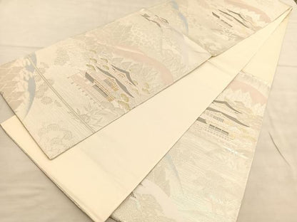 平和屋着物◎六通柄袋帯　金閣寺　金銀糸　正絹　逸品　BAAV1500hv