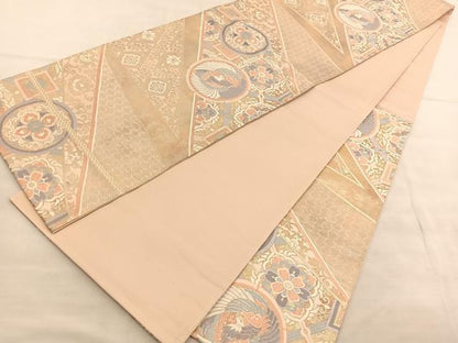 平和屋着物◎六通柄袋帯　唐織　鳳凰花文　金糸　正絹　逸品　BAAV1526hv
