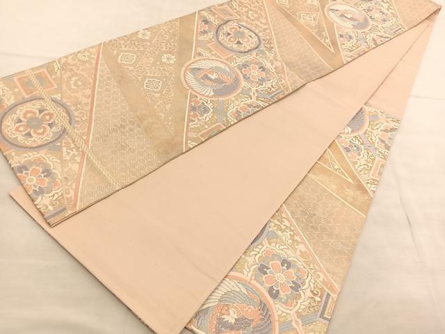 平和屋着物◎六通柄袋帯　唐織　鳳凰花文　金糸　正絹　逸品　BAAV1526hv