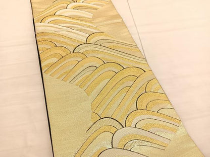 平和屋着物◎六通柄袋帯　唐織　立波文　金銀糸　正絹　逸品　未使用　BAAV3026hv