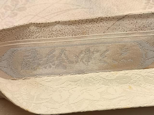 平和屋着物◎全通柄袋帯　秋草文　ワンポイント：地紙花文　正絹　逸品　BAAV3037hv