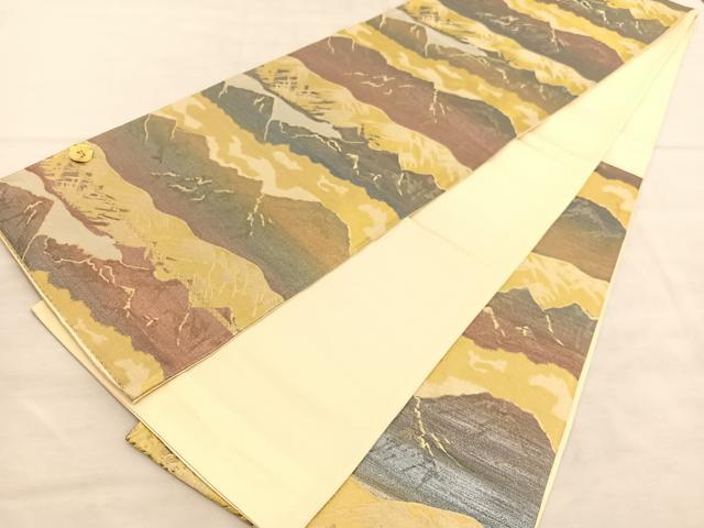平和屋着物◎西陣 六通柄袋帯 山脈 金銀糸 証紙付き 正絹 逸品 BAAV1536hv