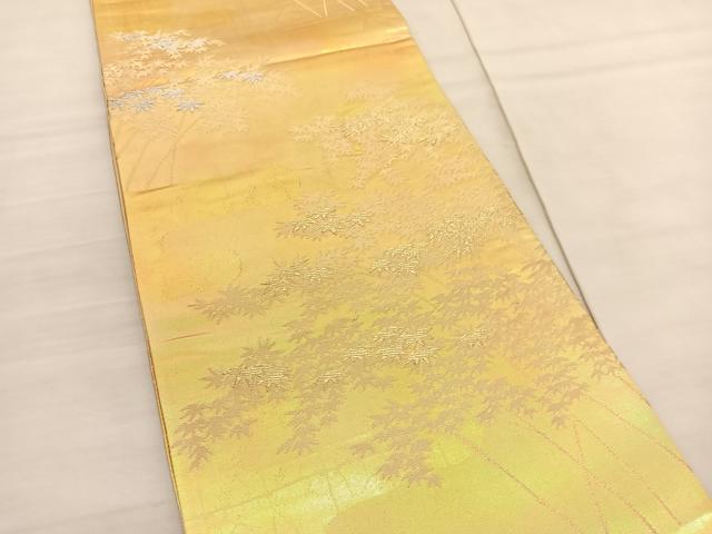平和屋着物◎六通柄袋帯　笹竹文　金銀糸　正絹　逸品　BAAV1883hv