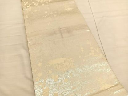 平和屋着物◎六通柄袋帯 京洛百景 清水 銀糸 正絹 逸品 BAAV1900hv