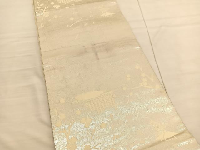平和屋着物◎六通柄袋帯 京洛百景 清水 銀糸 正絹 逸品 BAAV1900hv