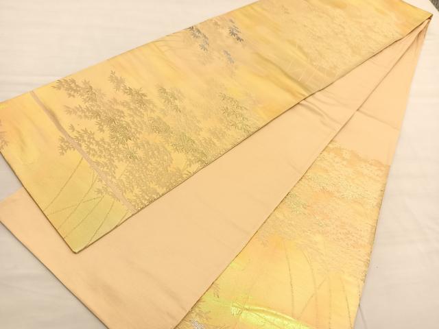 平和屋着物◎六通柄袋帯　笹竹文　金銀糸　正絹　逸品　BAAV1883hv