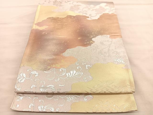平和屋着物◎六通柄袋帯 栄箔錦 道長花唐草文 金銀糸 正絹 逸品 BAAV1605hv