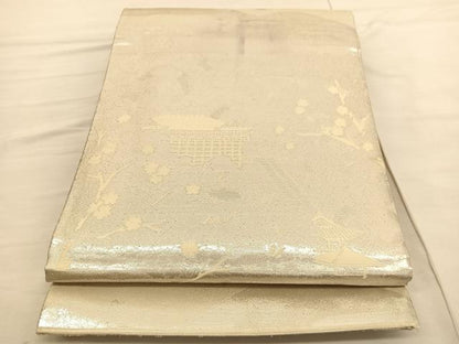 平和屋着物◎六通柄袋帯 京洛百景 清水 銀糸 正絹 逸品 BAAV1900hv