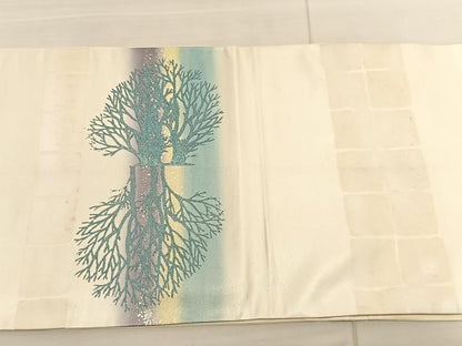 平和屋着物◎太鼓柄袋帯 木立飛鳥文 金銀彩 正絹 逸品 BAAV1914hv