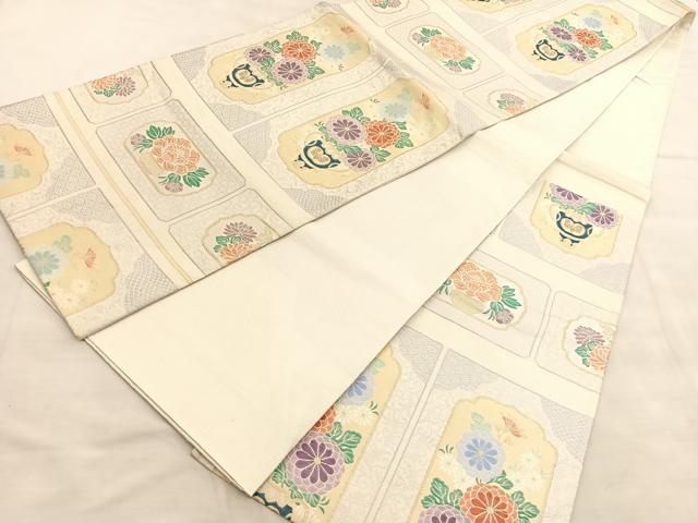 平和屋着物◎六通柄袋帯 綴れ 明朝秀花 金糸 正絹 逸品 BAAV1640hv
