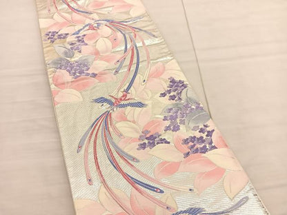平和屋着物◎六通柄袋帯 唐織 鳳凰花文 金銀糸 正絹 逸品 BAAV1968hv