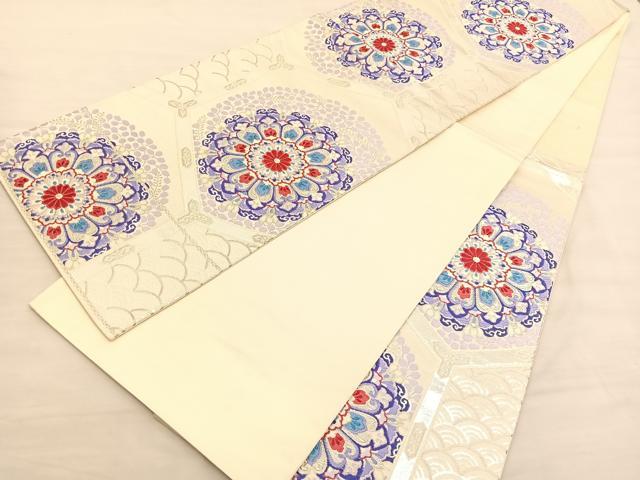平和屋着物◎六通柄袋帯 唐織 正倉院亀甲文 銀糸 正絹 逸品 BAAV1981hv