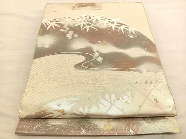 平和屋着物◎六通柄袋帯　籬笹文　金銀糸　正絹　逸品　BAAV1961hv