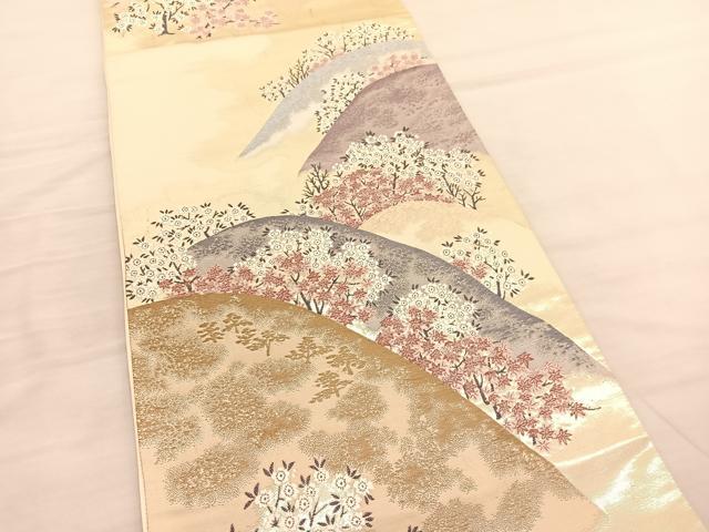 平和屋着物◎六通柄袋帯　唐織　仁清花山文　金糸　正絹　逸品　BAAV1997hv