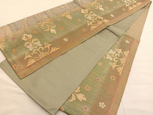 平和屋着物◎六通柄袋帯 更紗飾花文 金糸 正絹 逸品 BAAV1691hv