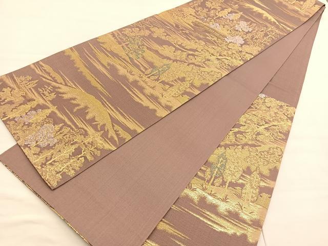 平和屋着物◎六通柄袋帯 唐織 渡橋風景文 金糸 正絹 逸品 BAAV2000hv