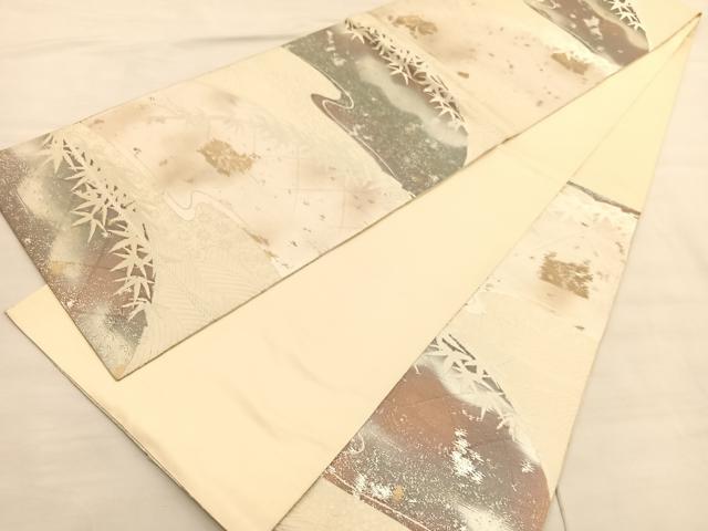 平和屋着物◎六通柄袋帯　籬笹文　金銀糸　正絹　逸品　BAAV1961hv