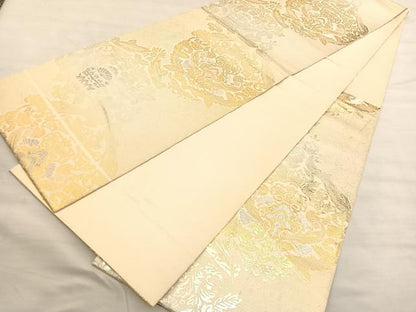 平和屋着物◎六通柄　本袋帯　手織錦　更紗飾花文　金銀糸　正絹　逸品　BAAV1724hv