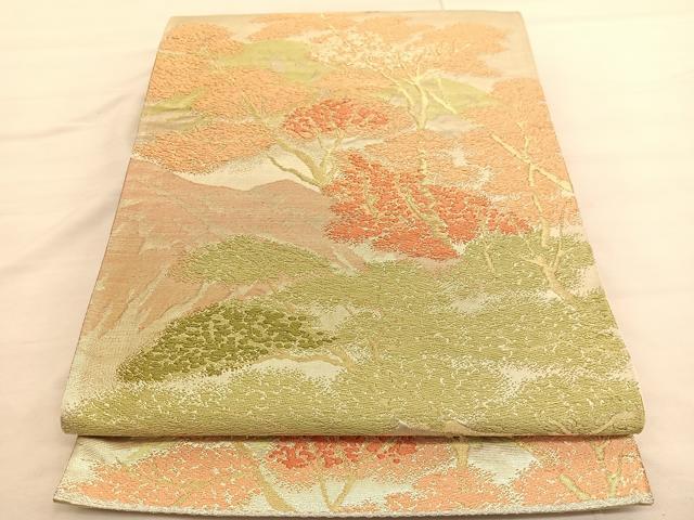平和屋着物◎六通柄袋帯　唐織　樹林文　金糸　正絹　逸品　BAAV1726hv