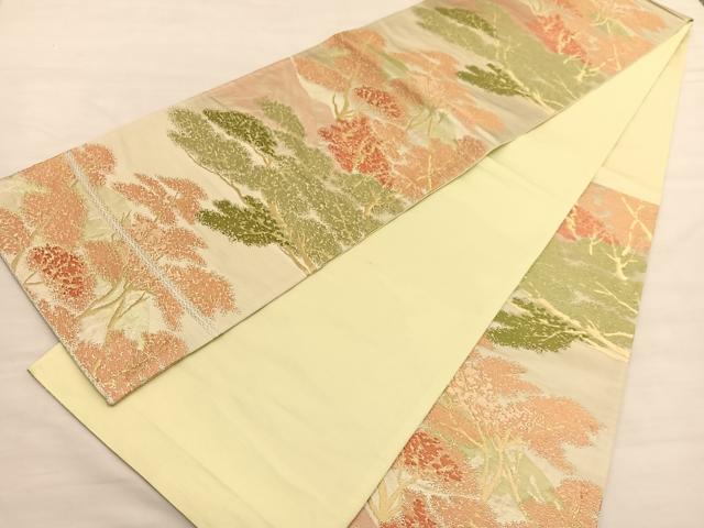 平和屋着物◎六通柄袋帯　唐織　樹林文　金糸　正絹　逸品　BAAV1726hv