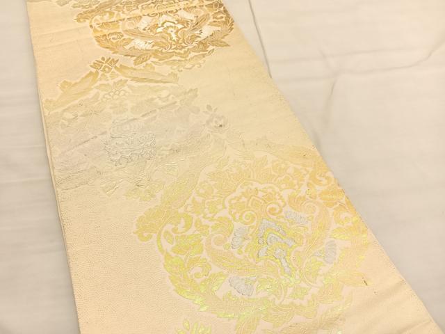 平和屋着物◎六通柄　本袋帯　手織錦　更紗飾花文　金銀糸　正絹　逸品　BAAV1724hv