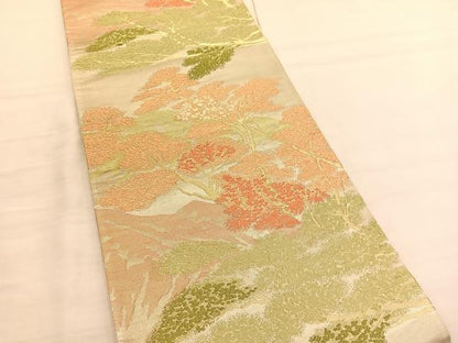 平和屋着物◎六通柄袋帯　唐織　樹林文　金糸　正絹　逸品　BAAV1726hv