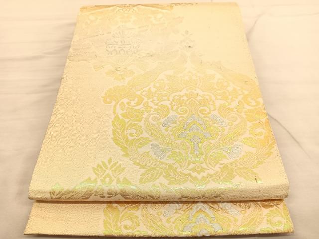 平和屋着物◎六通柄　本袋帯　手織錦　更紗飾花文　金銀糸　正絹　逸品　BAAV1724hv