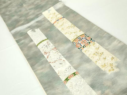 平和屋着物◎太鼓柄袋帯　竹筒花文　龍　金銀糸　正絹　逸品　DAAW8652qa
