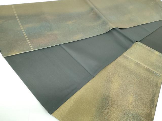 平和屋着物◎六通柄袋帯　霞文　黒地　正絹　逸品　DAAW8675qa