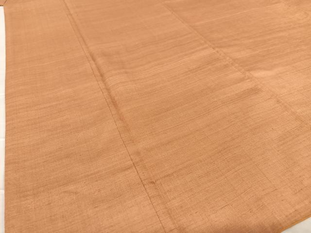 平和屋着物●結城紬　色無地　柿渋色　正絹　逸品　AABA0126zg