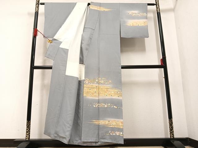 平和屋着物●訪問着 駒刺繍 花宝尽くし 暈し染め 金彩 正絹 逸品 AABA6453ph