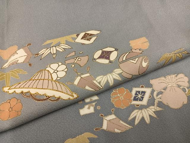 平和屋着物●訪問着 駒刺繍 花宝尽くし 暈し染め 金彩 正絹 逸品 AABA6453ph