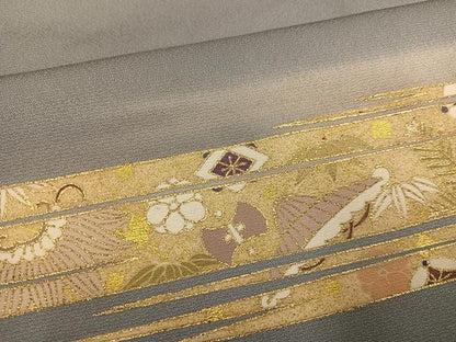 平和屋着物●訪問着 駒刺繍 花宝尽くし 暈し染め 金彩 正絹 逸品 AABA6453ph