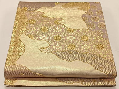 平和屋着物◎六通柄袋帯　道長吉祥文　金糸　正絹　逸品　CAAY0883qv