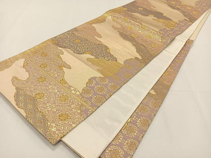 平和屋着物◎六通柄袋帯　道長吉祥文　金糸　正絹　逸品　CAAY0883qv