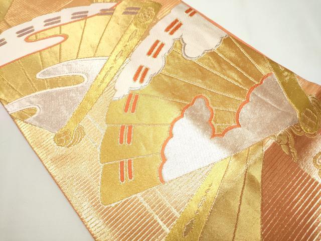 平和屋着物●西陣の名門　加納幸謹製　六通柄袋帯　唐織　扇文　金銀糸　正絹　逸品　CAAX7508hy