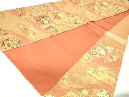 平和屋着物◎六通柄袋帯　唐織　天井花丸文　金糸　正絹　逸品　DAAW8678qa