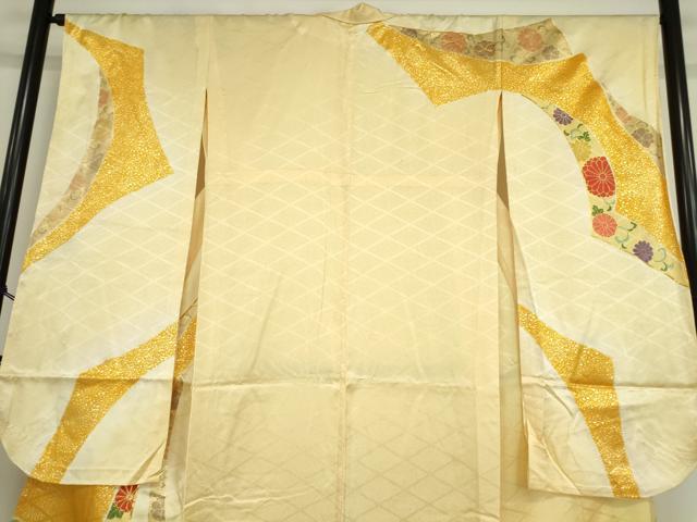 平和屋着物▽豪華振袖 単衣 駒刺繍 短冊花文 金彩 正絹 逸品 DAAV5804az