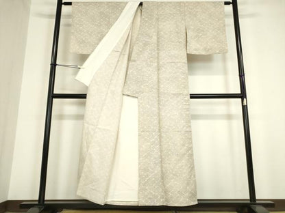 平和屋着物▽上質な小紋 単衣 紬地 石畳文 正絹 逸品 DAAV5824az