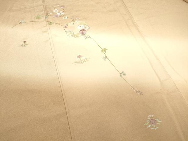 平和屋着物▽訪問着 単衣 総刺繍 花丸文 暈し染め 金糸 正絹 逸品 DAAV5833az