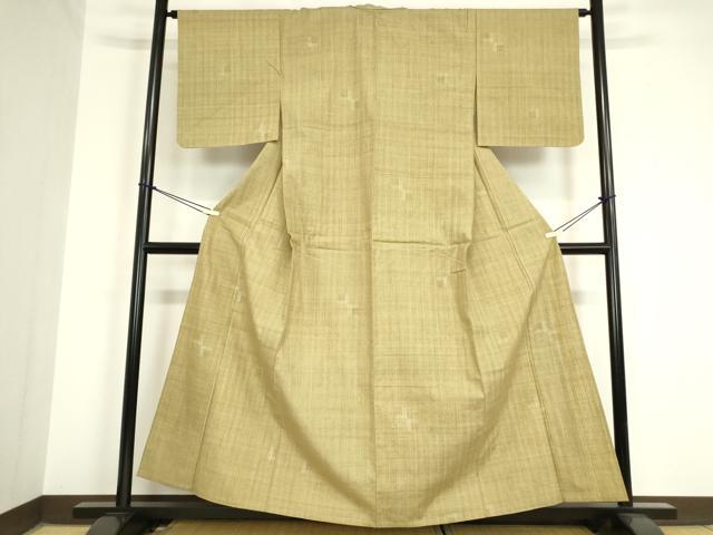 平和屋着物▽上質な紬　単衣　絣文　正絹　逸品　DAAV5818az