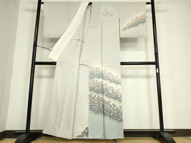 平和屋着物▽訪問着 単衣 友禅 松文 暈し染め 正絹 逸品 DAAV5836az