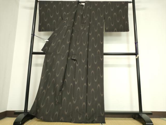 平和屋着物▽本塩沢 単衣 変わり縞 正絹 逸品 未使用 DAAV5848az