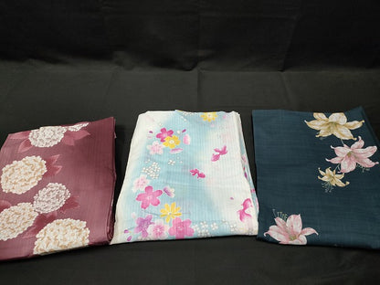 平和屋本店■浴衣 まとめて 3点 金魚 花柄 百合 紫陽花 金彩 など 着用可能多数 ppp2604 km
