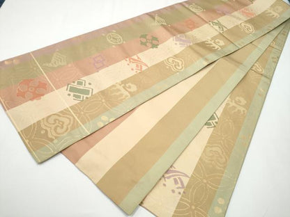 平和屋着物●全通柄　本袋帯　七宝宝尽くし文　金糸　正絹　逸品　CAAX7524hy